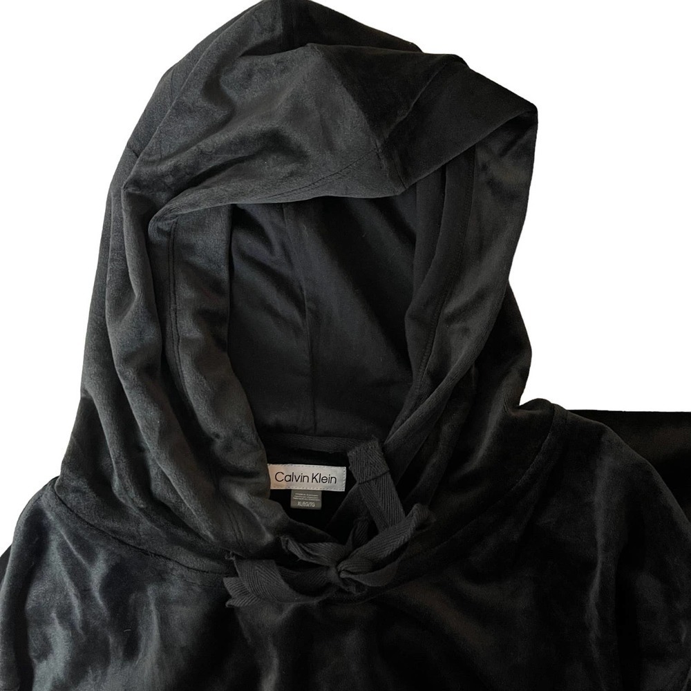 New Calvin Klein Velour Hoodie Black Dress Size XL - Picture 11 of 14